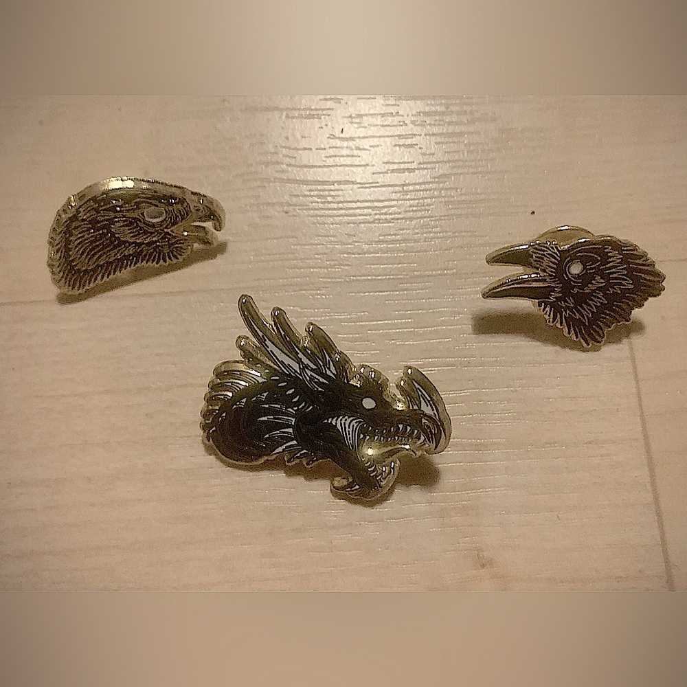 Black and Gold Animal Enamel Pin Bundle.